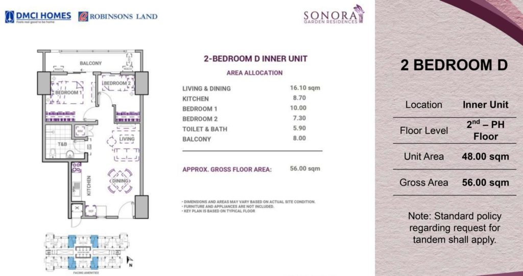 Sonora Garden 2 Bedroom D Inner Unit Layout