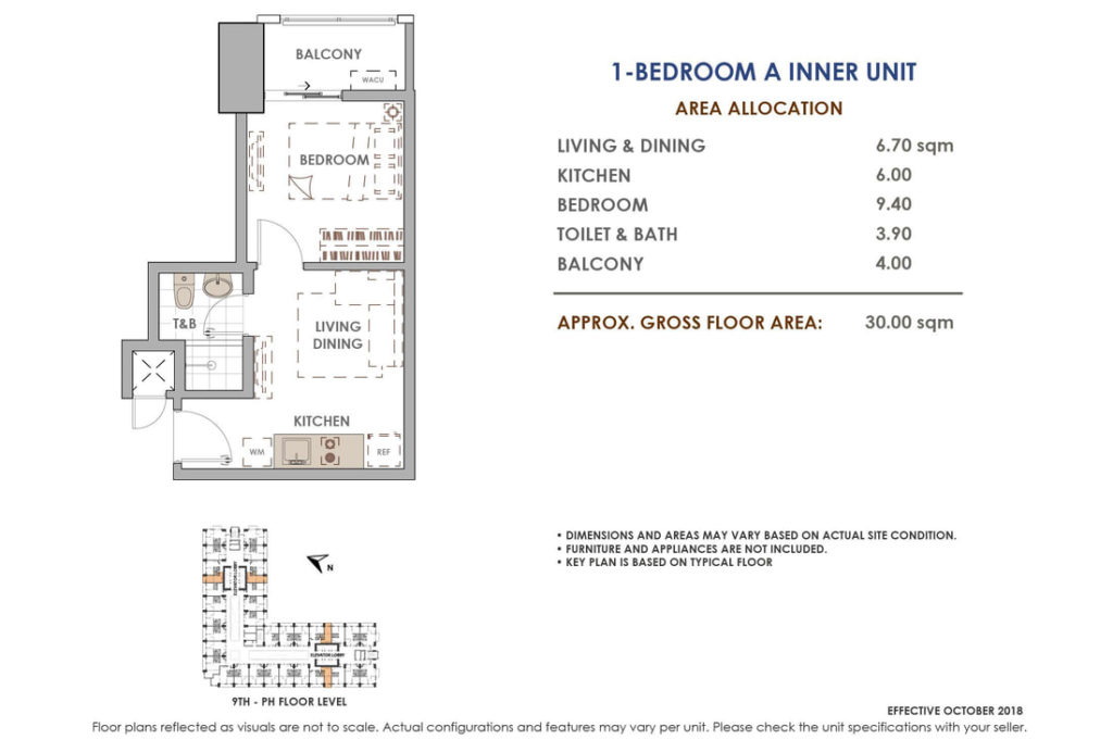 Aston Residences 1 Bedroom A Inner Unit Layout