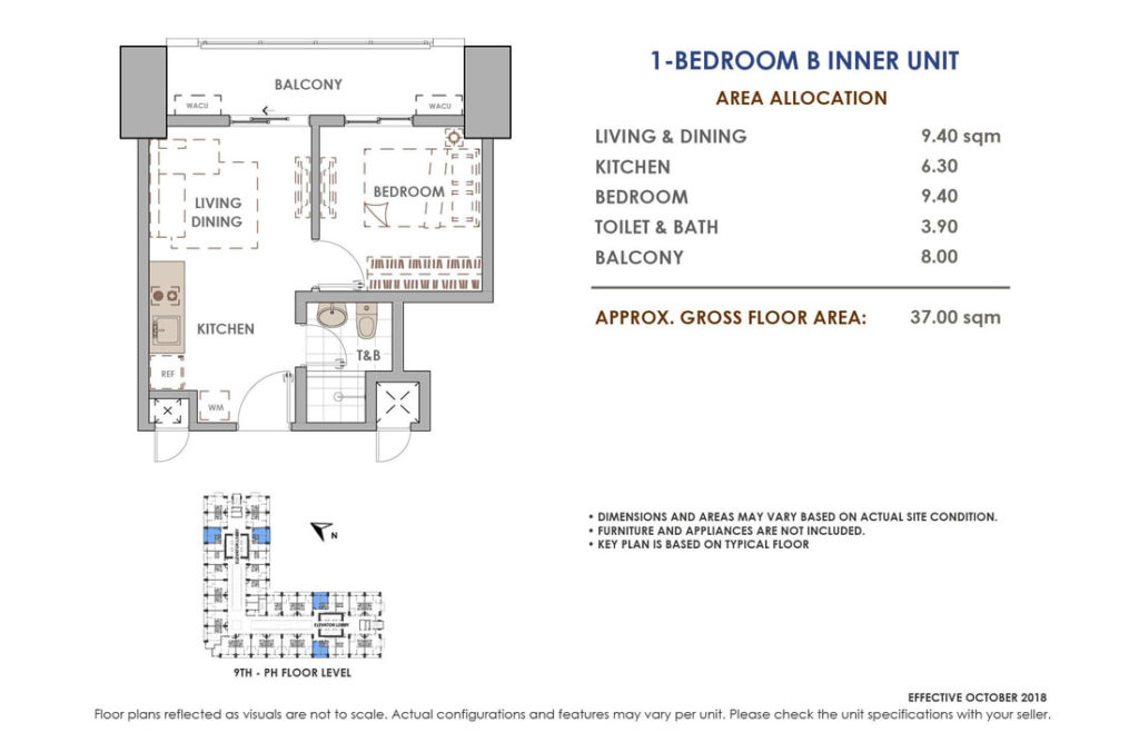 Aston Residences 1 Bedroom B Inner Unit Layout