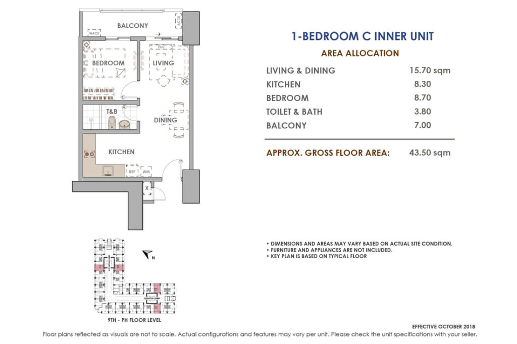 Aston Residences 1 Bedroom C Inner Unit Layout