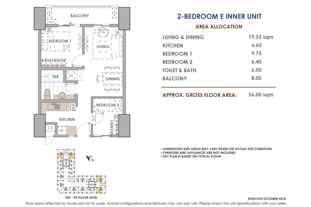 Aston Residences 2 Bedroom E Inner Unit Layout