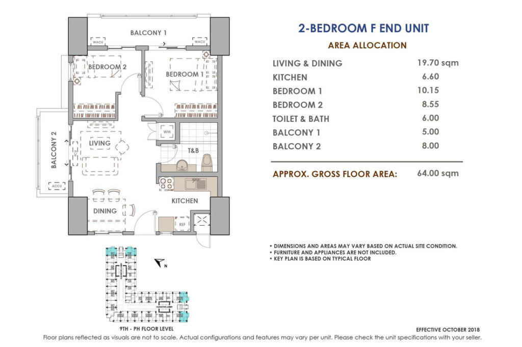 Aston Residences 2 Bedroom F End Unit Layout
