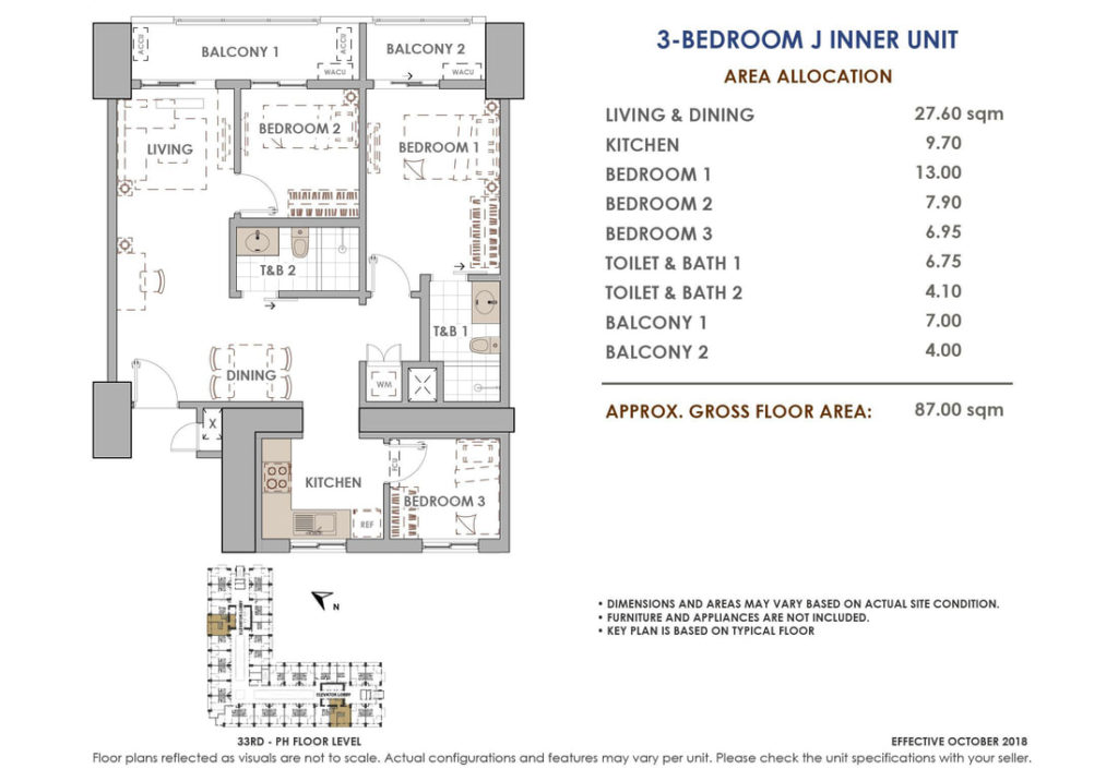 Aston Residences 3 Bedroom J Inner Unit Layout