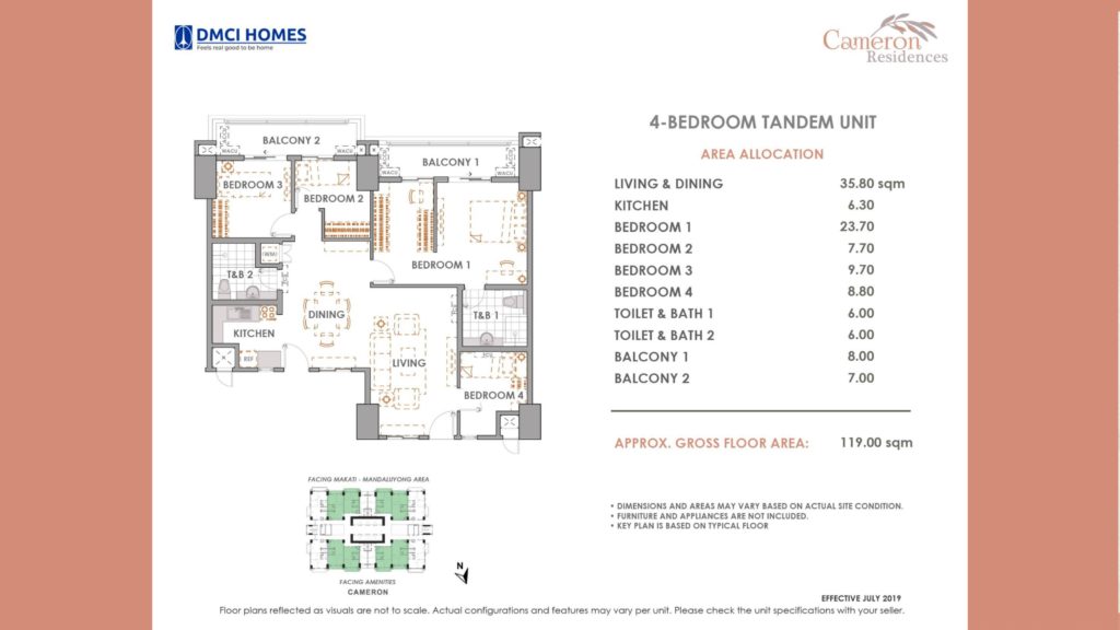 Cameron Residences 4 Bedroom Tandem Unit Layout
