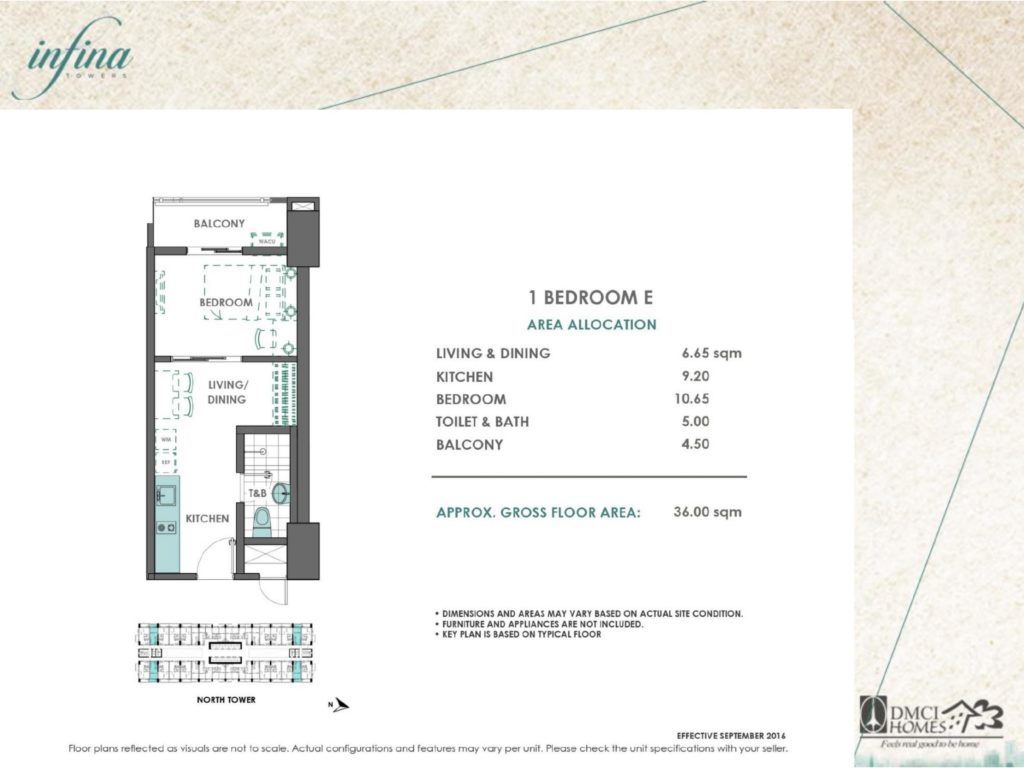 Infina Towers 1 Bedroom E Layout