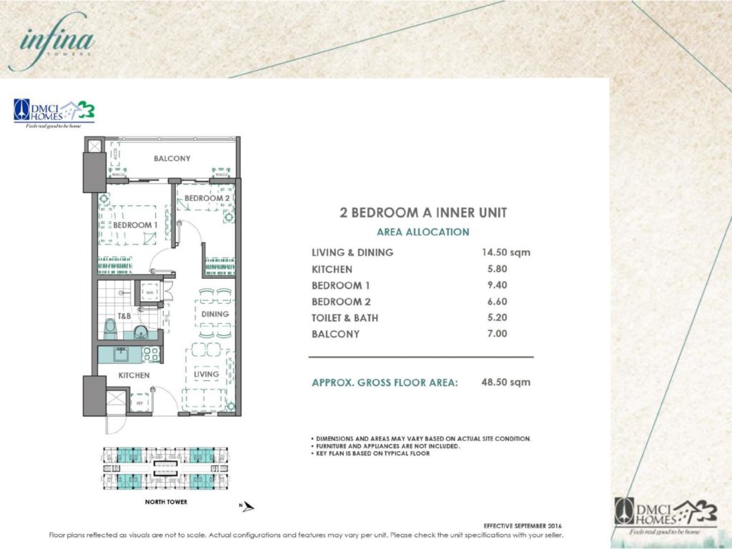 Infina Towers 2 Bedroom A Inner Unit Layout