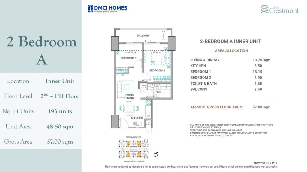 The Crestmont 2 Bedroom A Layout