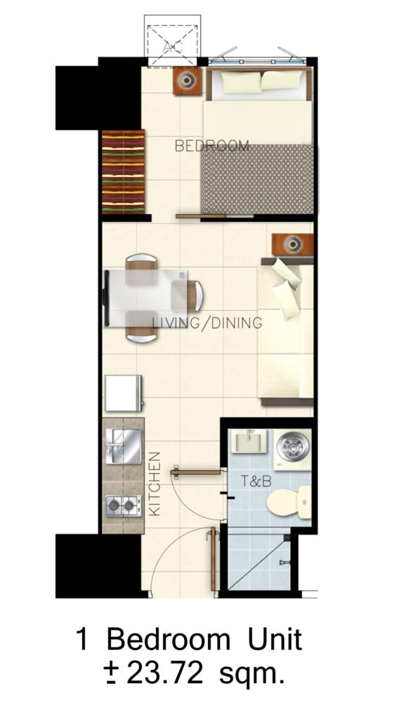 Glam Residences Unit Layout - 1 Bedroom Unit