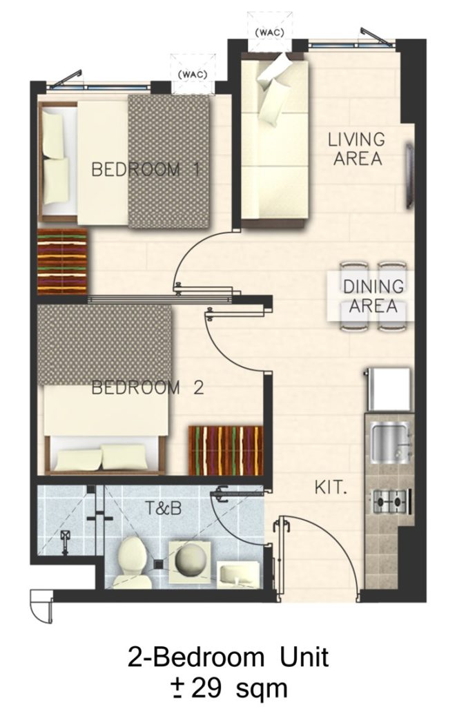 Vine Residences Unit Layout - 2 Bedroom Unit