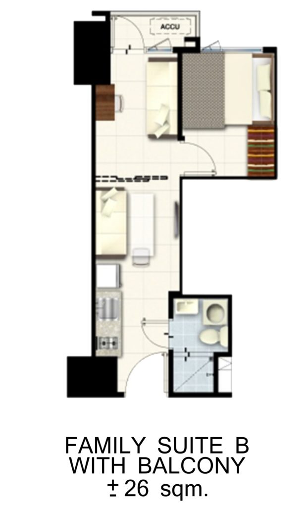 Coast Residences Unit Layout - Family Suite B w/ Balcony (26 sqm)
