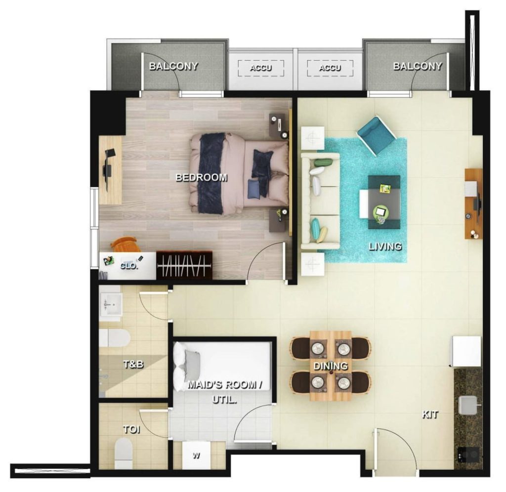 Sunny Coast Residential Resort Unit Layout - Executive 1 Bedroom